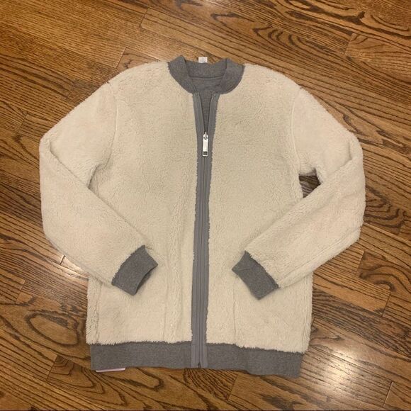 New IVIVVA Sherpa Furever Bomber Jacket Gray 14 - Picture 1 of 3
